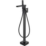 Matt Black Waterfall Freestanding Bath Shower Mixer Tap – Quadra