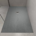 1200x800mm Stone Resin Grey Slate Effect Rectangular Shower Tray with Grate – Siltei